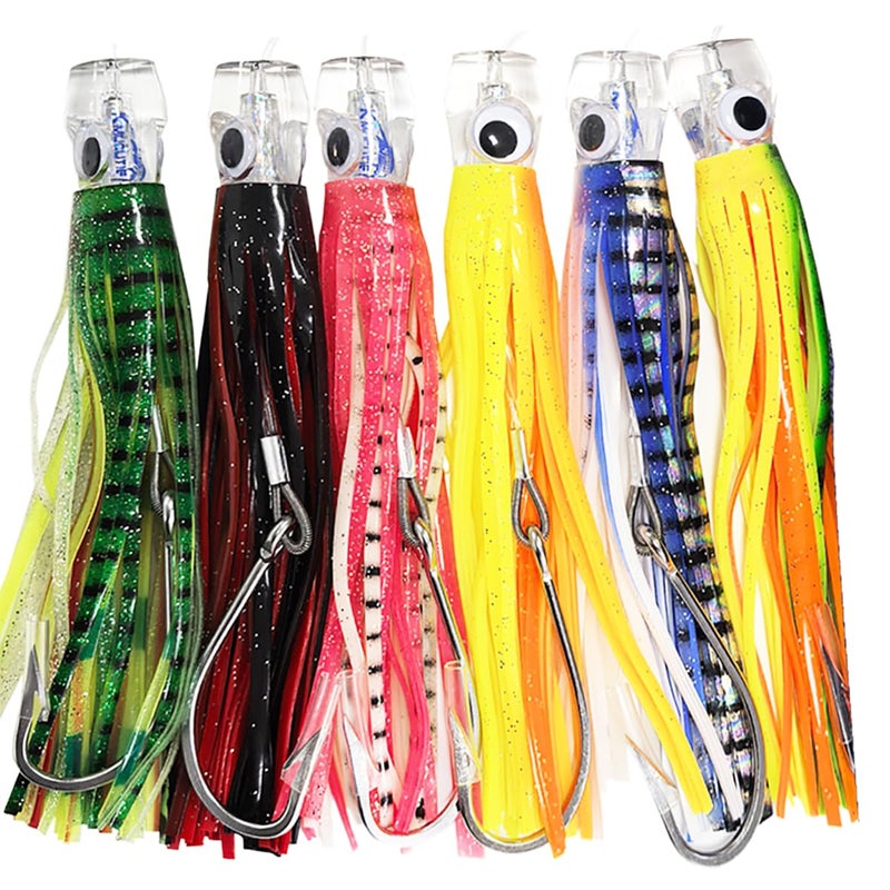 Kmucutie Set of 6 pcs 6.5 inch trolling Lure Marlin Tuna Dolphin Shark Big Game deep sea Fishing Lures Included Mesh Bag (6.5 INCH A) - Image 3